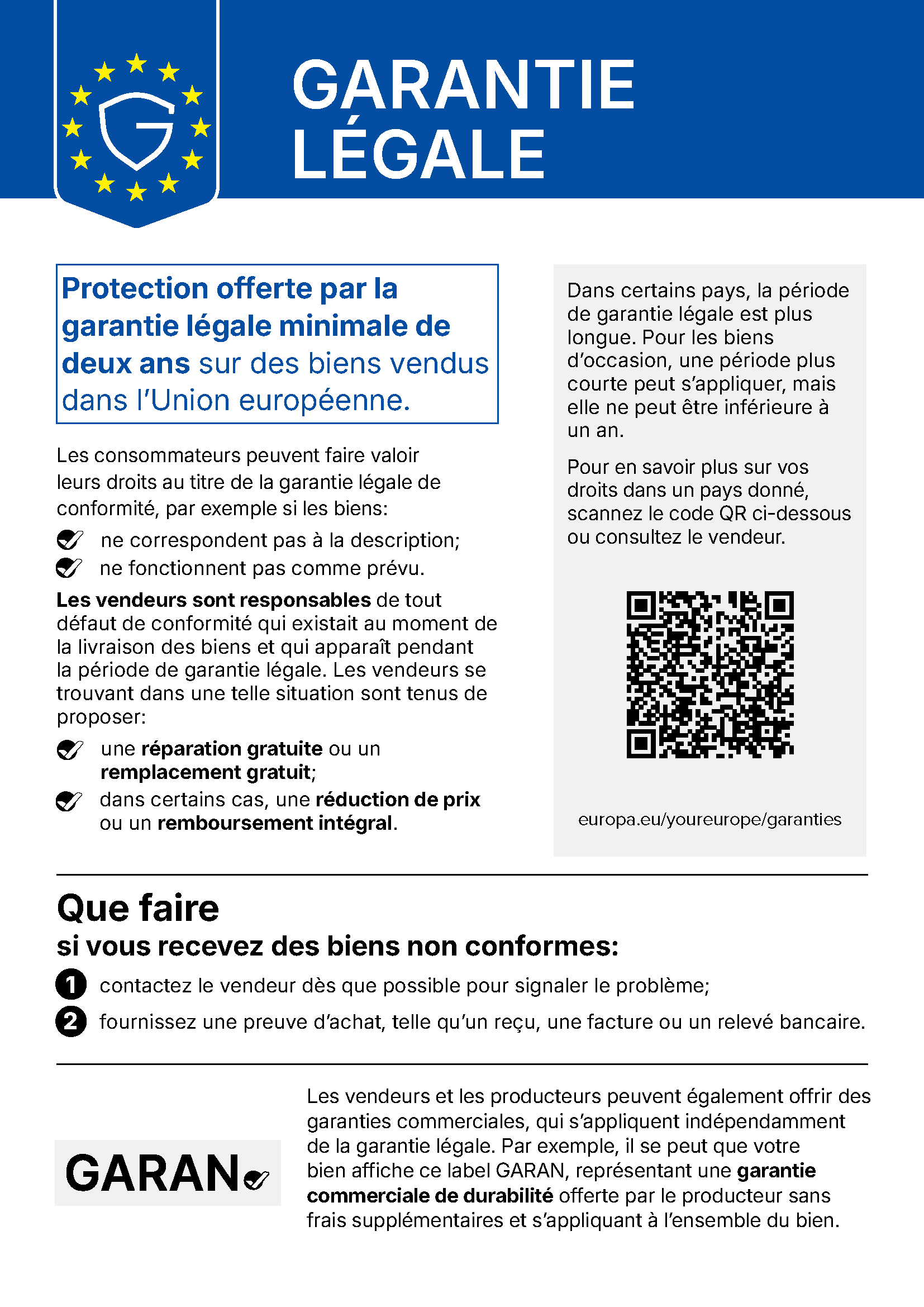 Notice de garantie légale